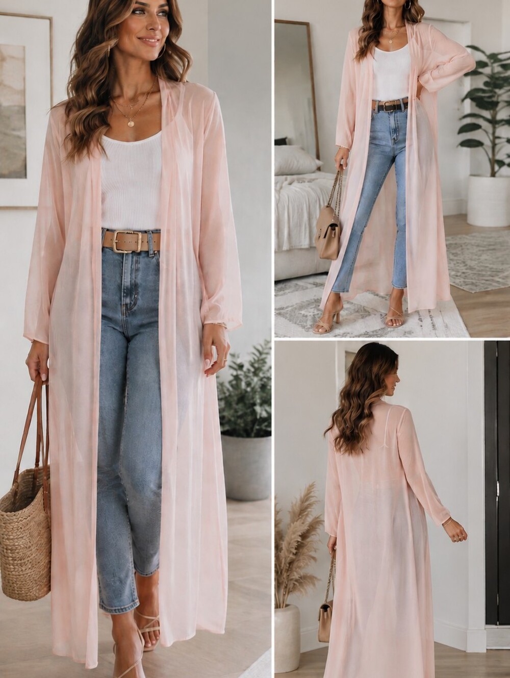 H&M Sheer Long Cardigan Duster